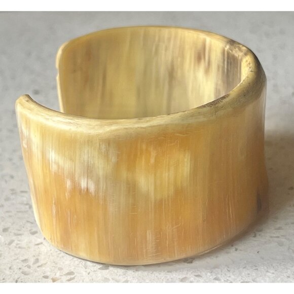 Bakelite Butterscotch & Brown Bangle & Buffalo Horn Open Cuff Bracelet Vintage - Picture 10 of 16